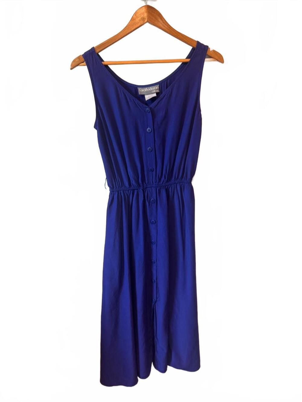 Carol Anderson California Vintage Button Front Midi Dress Womens 9/10 Royal Blue